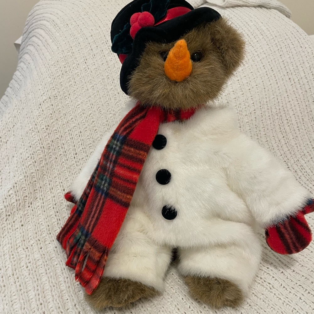 Bearington Collection Plush Snowman with Hat and Scarf